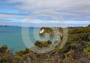 The idyllic coastline at Cathedral cove on the Coromandel Peninsular on North Island, New Zealand