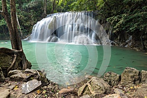 Idyllic Erawan waterfall level 1