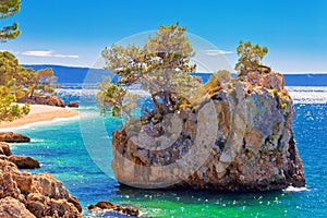 Idyllic islet on Punta Rata beach in Brela