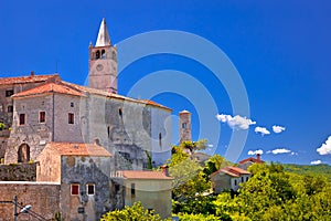 Idyllic istrian stone village of Plomin on green hill view