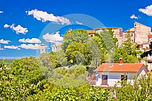 Idyllic istrian stone village of Plomin on green hill view