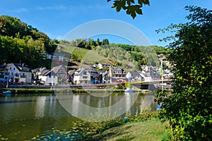 Idyllic Lahn River with Boats