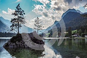 idyllic lake Hintersee near Ramsau, Bavaria