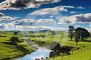 Idyllic landscape in the countryside of New South Wales, Australia, New Zealand, North Island, Waikato Region. Rural landscape