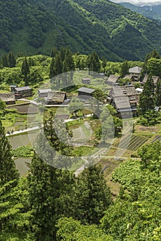 Idyllic landscape of Gokayama Village in Japan