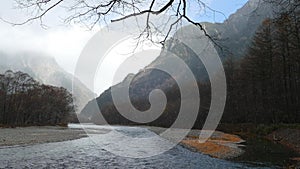 Idyllic landscape of Hotaka mountain range, Kamikochi national park, Kamikochi, Japan