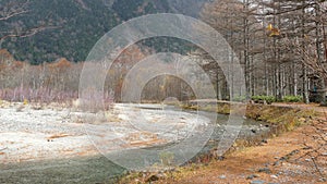 Idyllic landscape of Hotaka mountain range, Kamikochi national park, Kamikochi, Japan