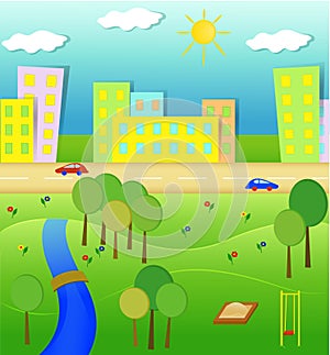 Idyllic landscape illustration