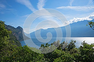 Idyllic landscape lake garda, lakeside west, lombardy italy