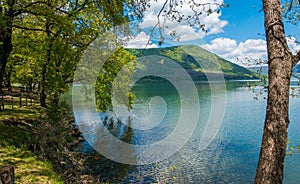 Idyllic landscape at Lake Vico Lago di Vico. Province of Viterbo, Lazio, Italy.