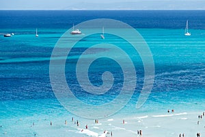 Idyllic Mediterranean beach in The Spiaggia La Pelosa, Sardinia. photo