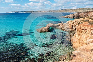Idyllic Mediterranean landscape in Comino Malta