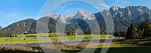 Idyllic moor lake schmalensee and karwendel mountains