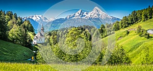 Idyllic mountain landscape in the Bavarian Alps, Berchtesgadener Land, Bavaria, Germany