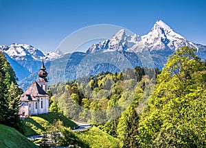 Idyllic mountain landscape in the Bavarian Alps, Berchtesgadener Land, Bavaria, Germany
