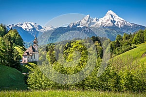 Idyllic mountain landscape in the Bavarian Alps, Berchtesgadener Land, Germany