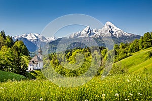 Idyllic mountain landscape in the Bavarian Alps, Berchtesgadener Land, Germany photo