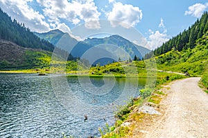 Idyllic mountain landscape at Riesach Lake