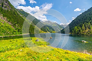 Idyllic mountain landscape at Riesach Lake