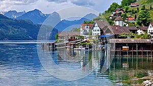 Idyllic nature of Swiss lakes - Walensee. Switzerland scenic landscape