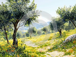 Idyllic Olive Grove Landscape