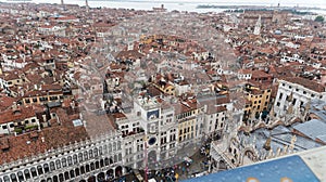 Panoramic view of St. Mark`s Square and Venice old town