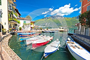 Idyllic port in Limone sul Garda, town on Garda Lake