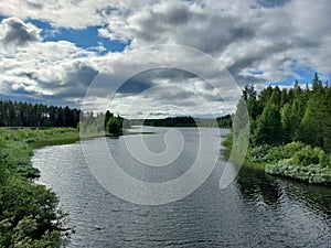 Idyllic river Malan in northern Sweden in summer