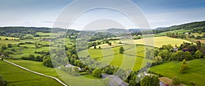 Idyllic rural, aerial view, Cotswolds UK