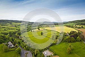 Idyllic rural, aerial view, Cotswolds UK