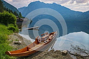 Idyllic scene on the alpine lake