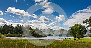 Idyllic scene of Lake Derwent Water, Lake District, Cumbria, UK