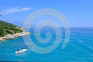 Idyllic sea view with a boat