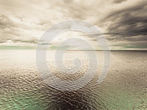 Idyllic shot of horizontal sea water and sky