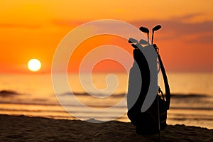 Idyllic shot of sunset and golf clubs