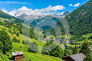 Idyllic sight in the beautiful Ayas Valley, Aosta Valley, Italy. photo