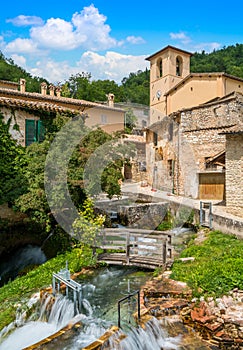Idyllic sight in Rasiglia, small village near Foligno, province of Perugia. Umbria, Italy. photo