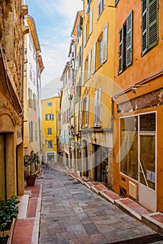 Idyllic street in old town Grasse, France