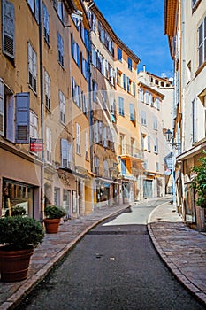 Idyllic street in old town Grasse, France