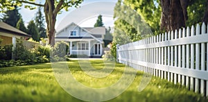 Idyllic Suburban Home with White Picket Fence