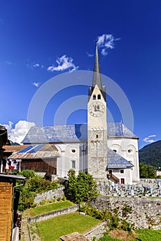 Idyllic summer landscape in the Alps with fresh green