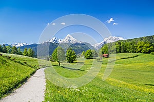 Idílico verano en Alpes, Baviera alemania 