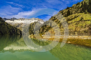 Idyllic summer landscape with clear mountain lake