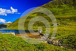 Idyllic summer landscape with clear mountain lake