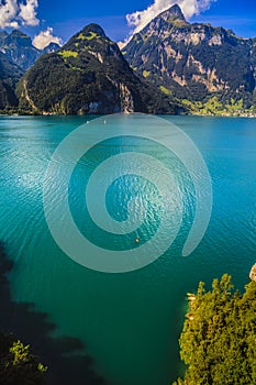 Idyllic summer landscape with clear mountain lake