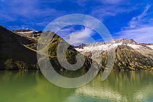 Idyllic summer landscape with clear mountain lake