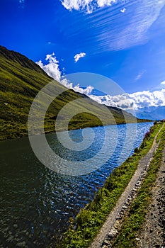 Idyllic summer landscape with clear mountain lake