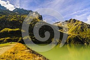 Idyllic summer landscape with clear mountain lake