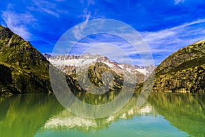 Idyllic summer landscape with clear mountain lake