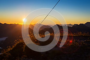 Idyllic sunrise in tyrol mountains